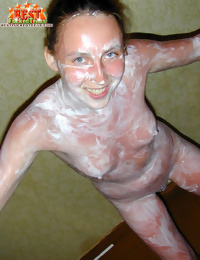 Crazed teen posing naked