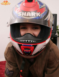 Naked lass in a crash helmet
